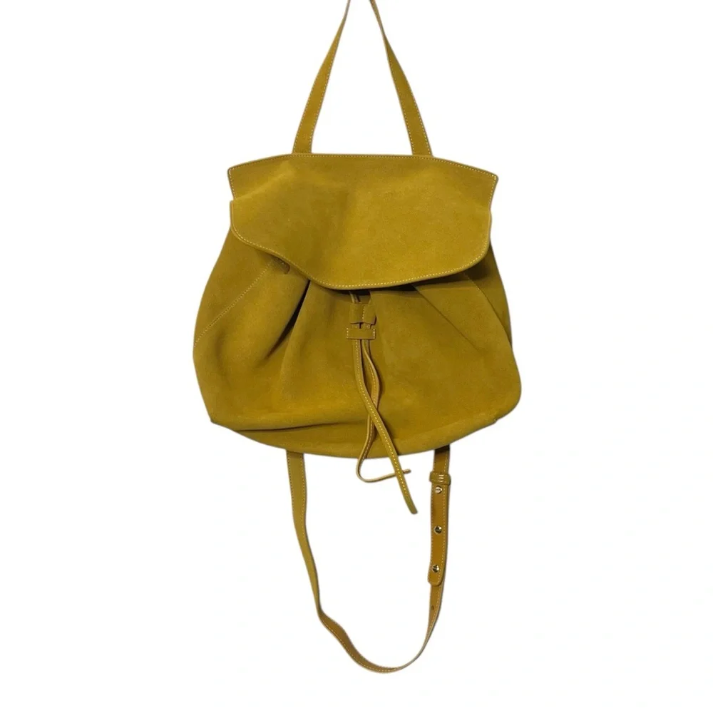 Mansur Gavriel Lady Bag Mustard Yellow Suede Structured Flap Crossbody Top Handl